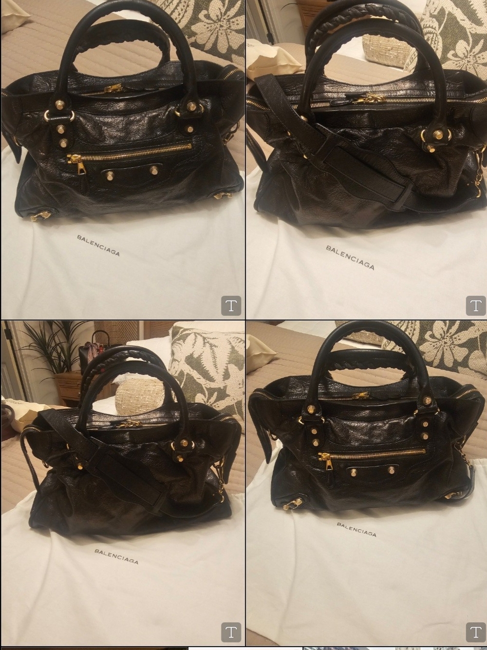 Authentic Balenciaga Giant 12 Gold City Bag in black agneau (lambskin leather)